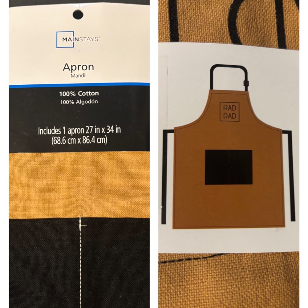 NEW “Rad Dad” Men’s Cotton Apron Yellow/Black Father Gift